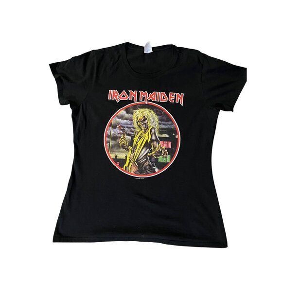 Iron Maiden T-Shirt Womens L 2019 Black Graphic Tee 100% Cotton Rock Band - Picture 3 of 12